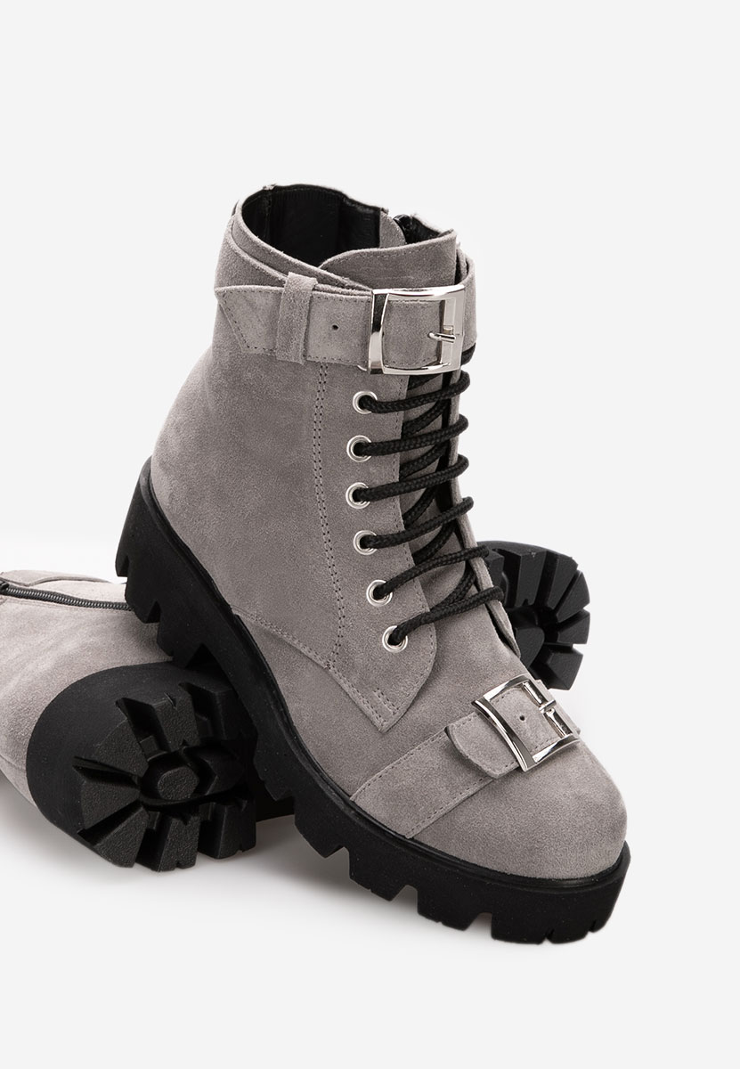 Дамски кожени боти Antonina V2 сив