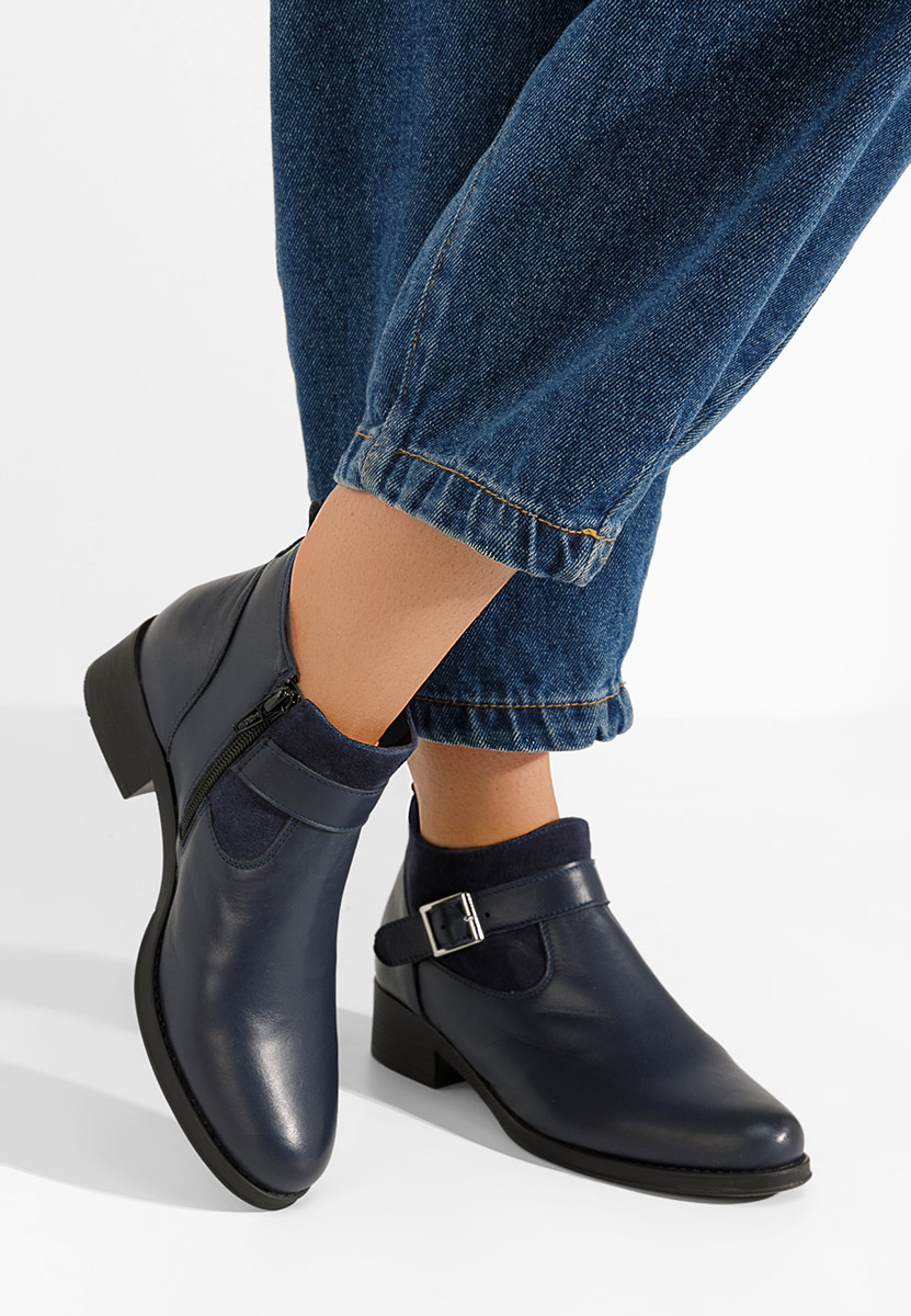 Боти естествена кожа Sarva военно син