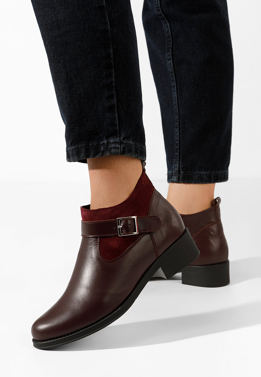 Боти естествена кожа Sarva Винено червено