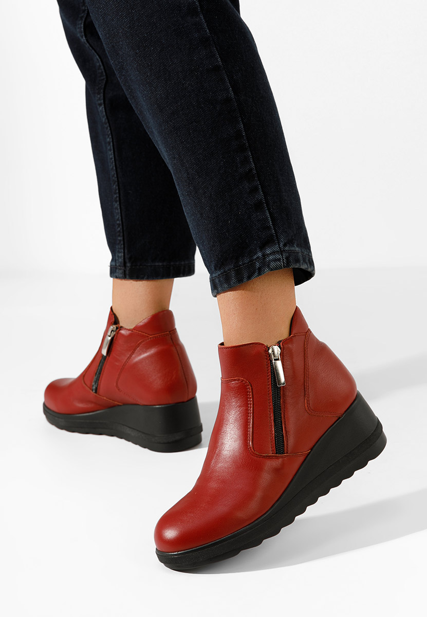 Боти естествена кожа Paraisia Винено червено