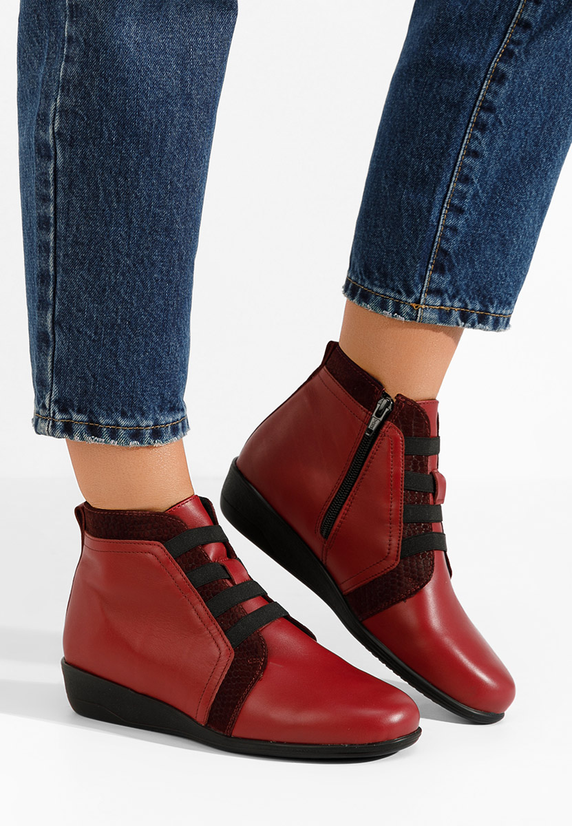 Боти естествена кожа Tashia червен