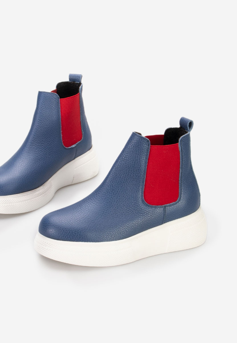 Боти естествена кожа Kisalia син