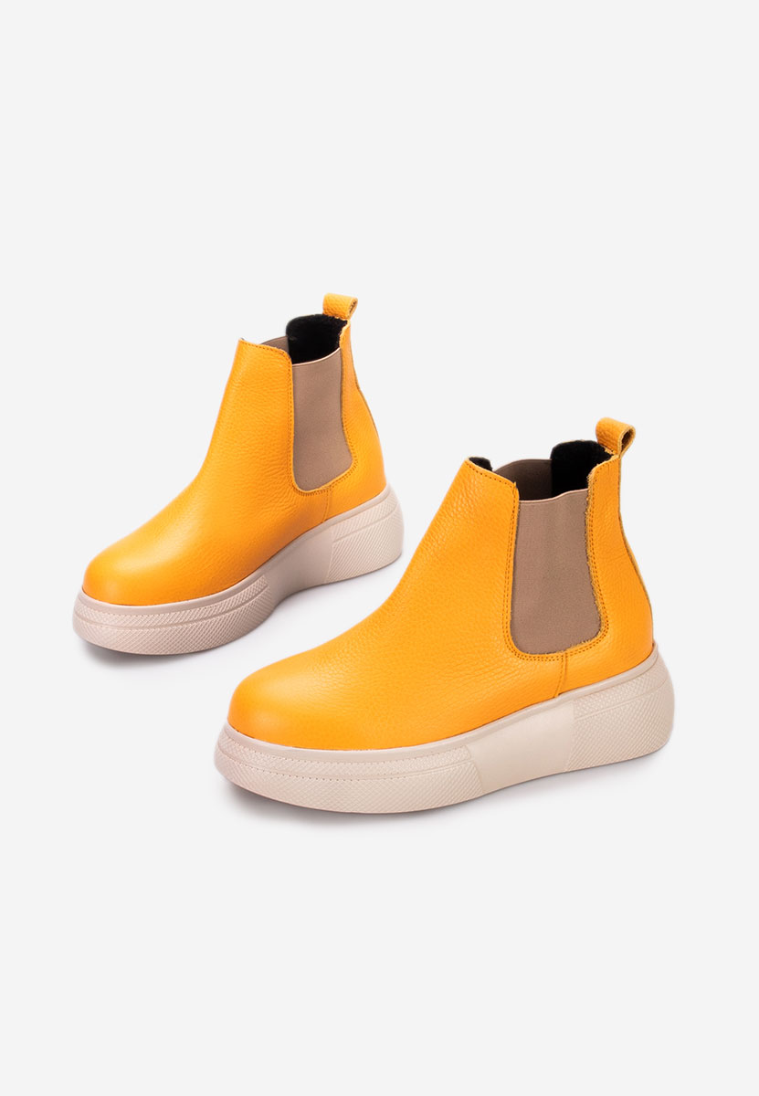 Боти естествена кожа Kisalia жълт
