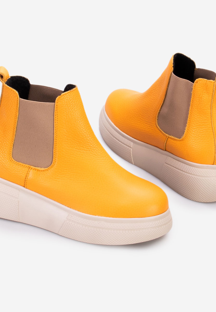 Боти естествена кожа Kisalia жълт