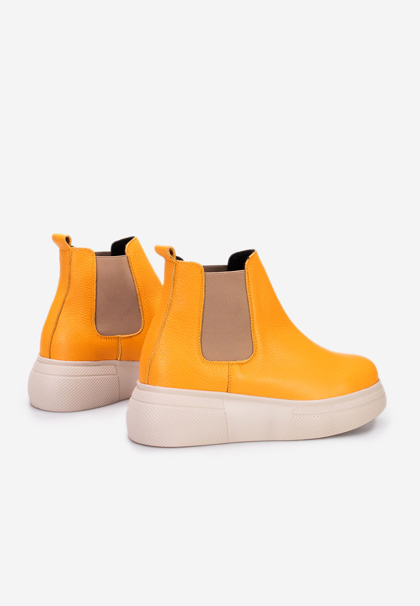 Боти естествена кожа Kisalia жълт