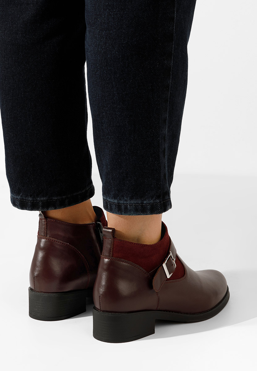 Боти естествена кожа Sarva Винено червено