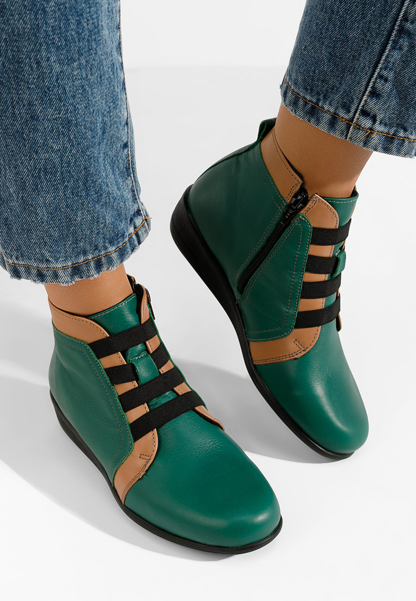 Боти естествена кожа Tashia зелен