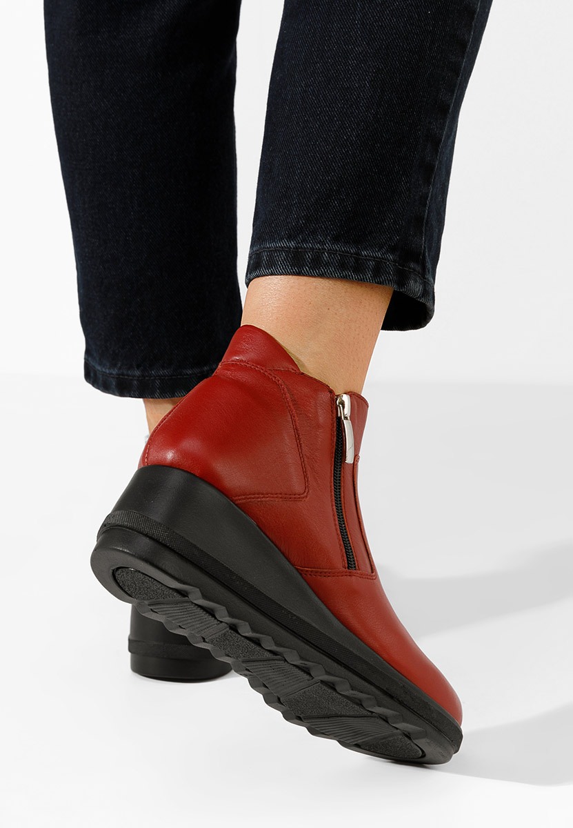 Боти естествена кожа Paraisia Винено червено