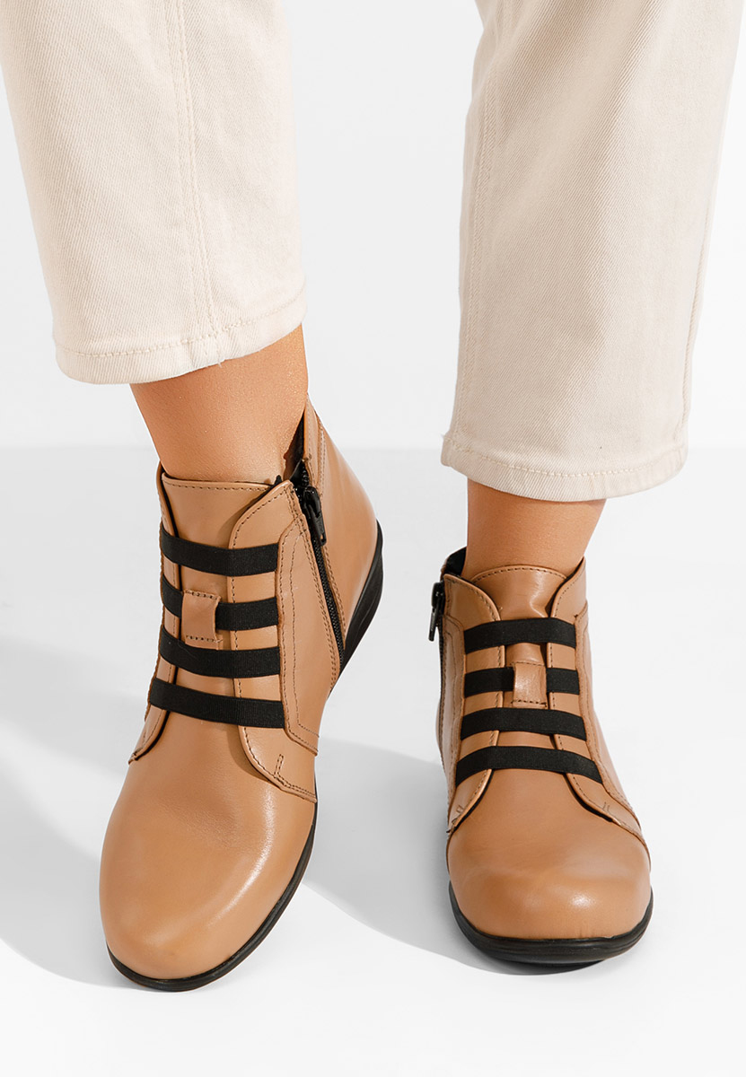 Боти естествена кожа Tashia бежов