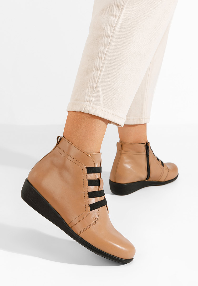 Боти естествена кожа Tashia бежов