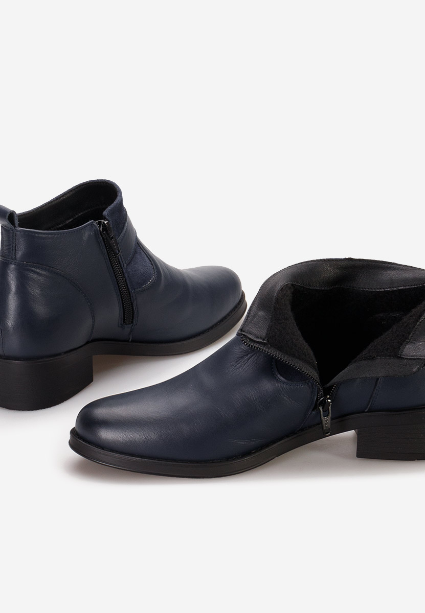 Боти естествена кожа Sarva военно син