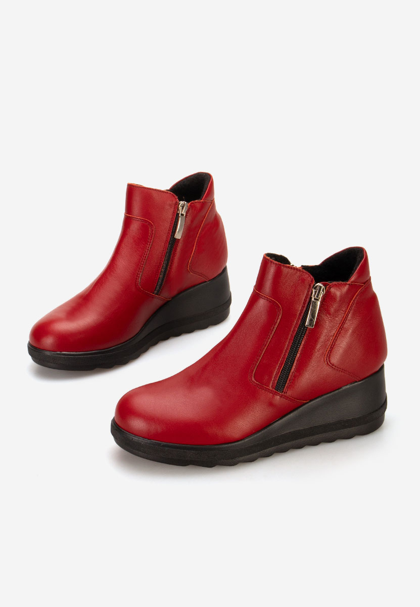 Боти естествена кожа Paraisia Винено червено