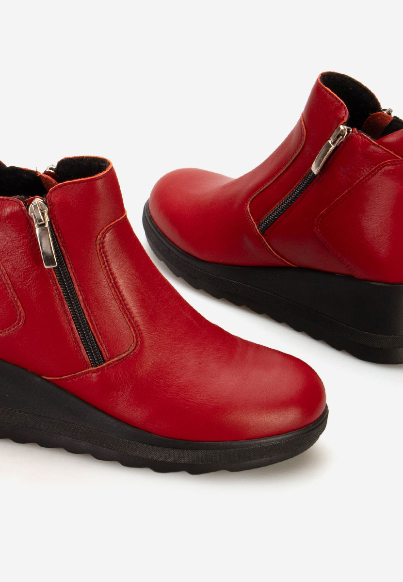 Боти естествена кожа Paraisia Винено червено