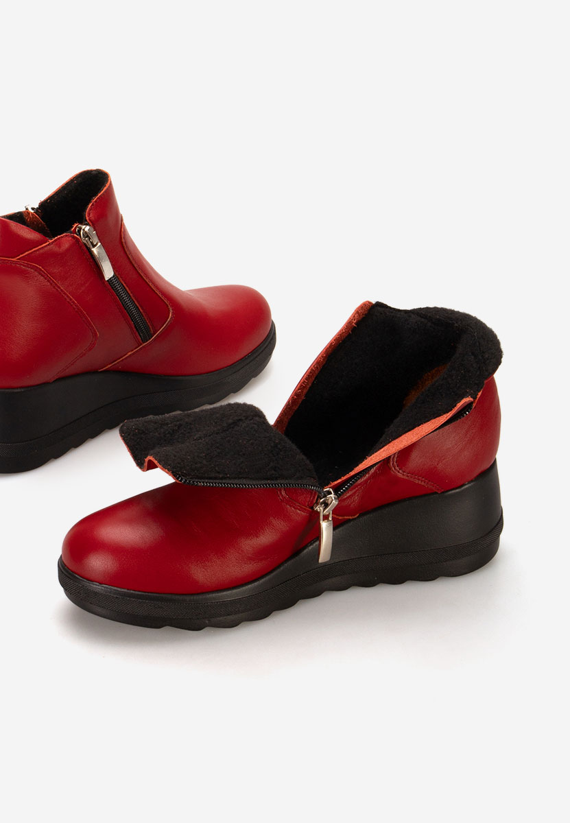 Боти естествена кожа Paraisia Винено червено