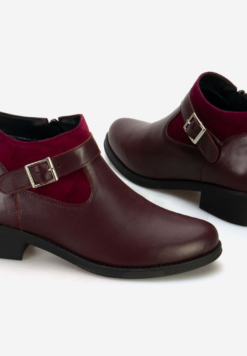 Боти естествена кожа Sarva Винено червено