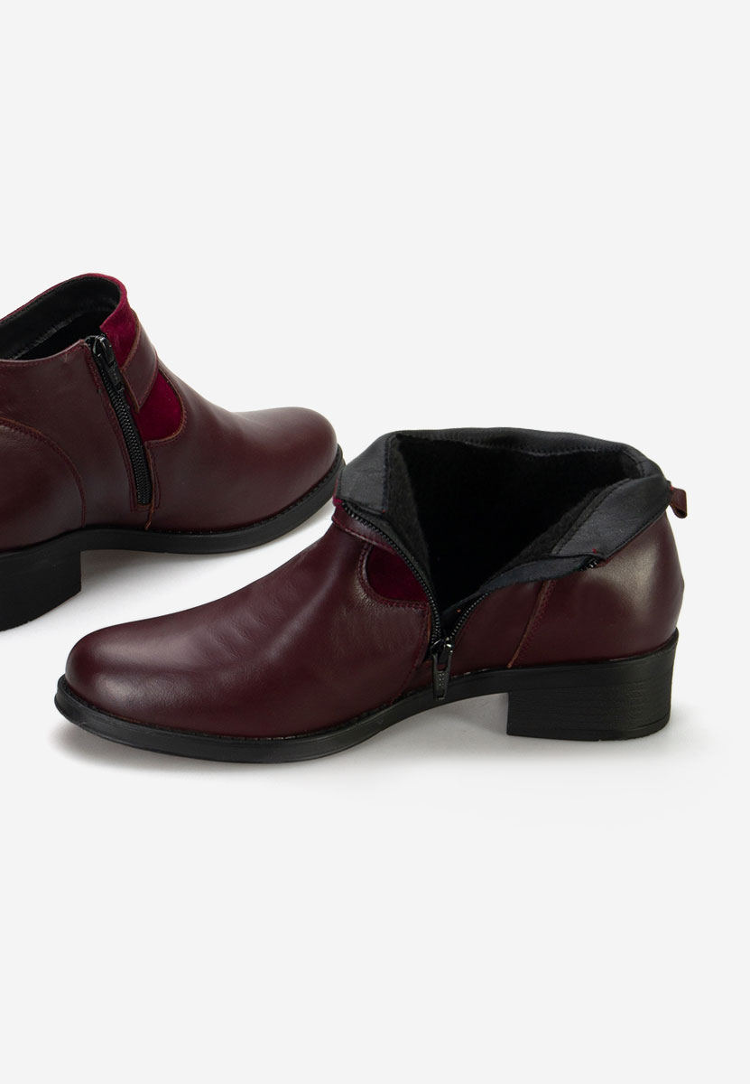 Боти естествена кожа Sarva Винено червено