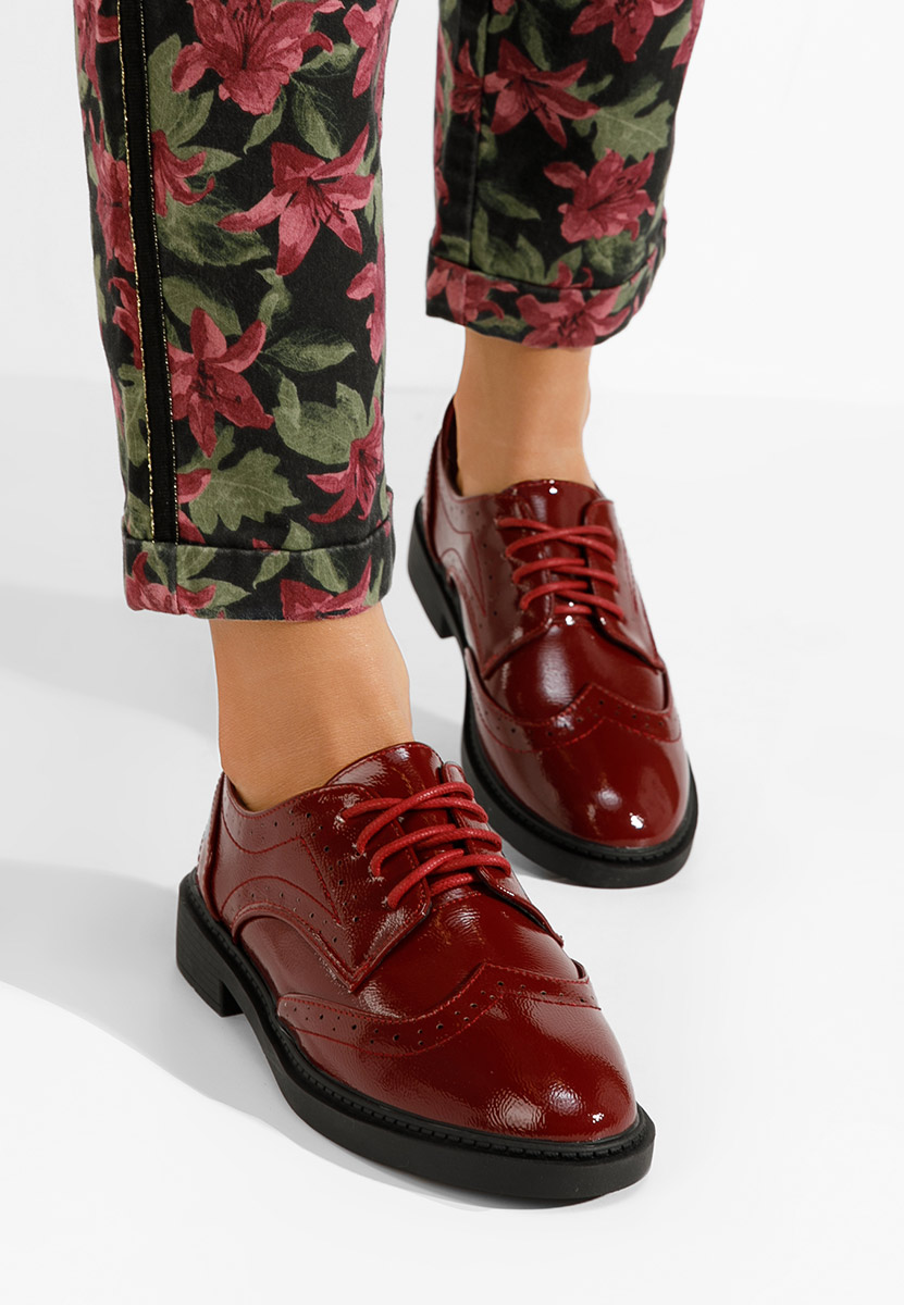 Дамски обувки brogue Pheronia Винено червено