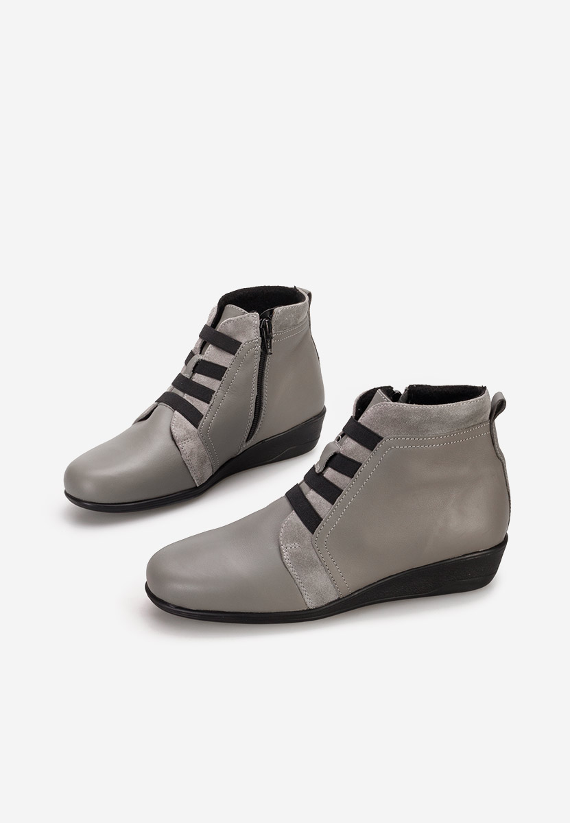 Боти естествена кожа Tashia сив