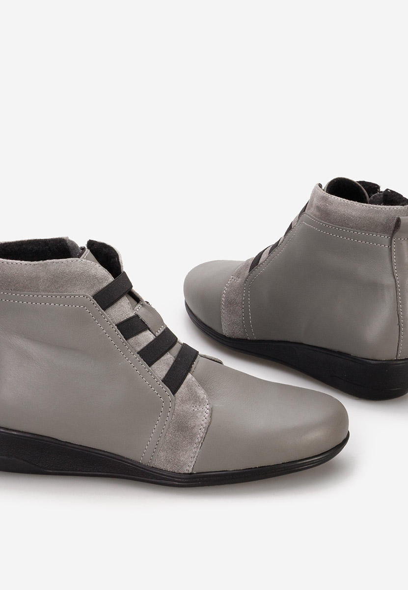 Боти естествена кожа Tashia сив