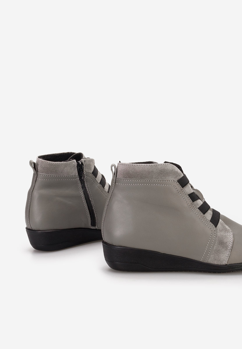 Боти естествена кожа Tashia сив