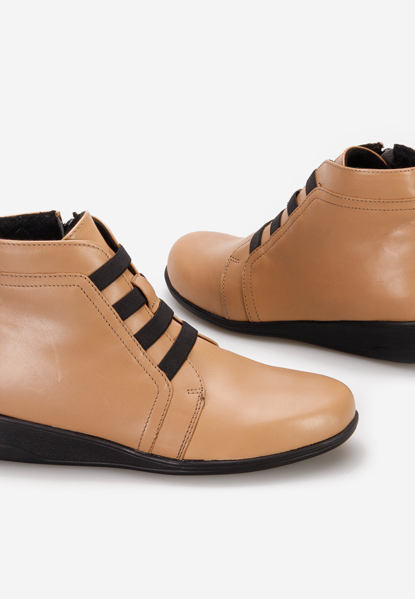 Боти естествена кожа Tashia бежов