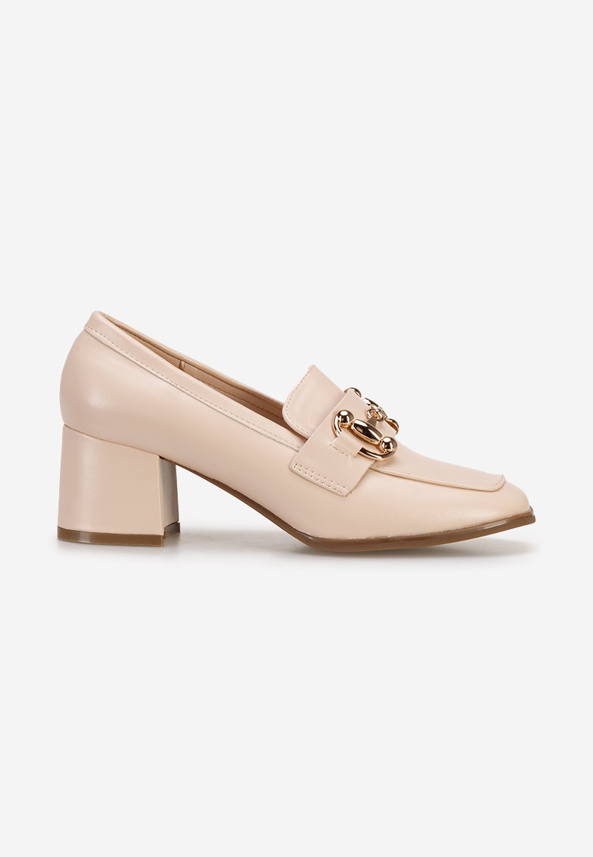 Дамски мокасини на ток Ixea бежов Zapatos