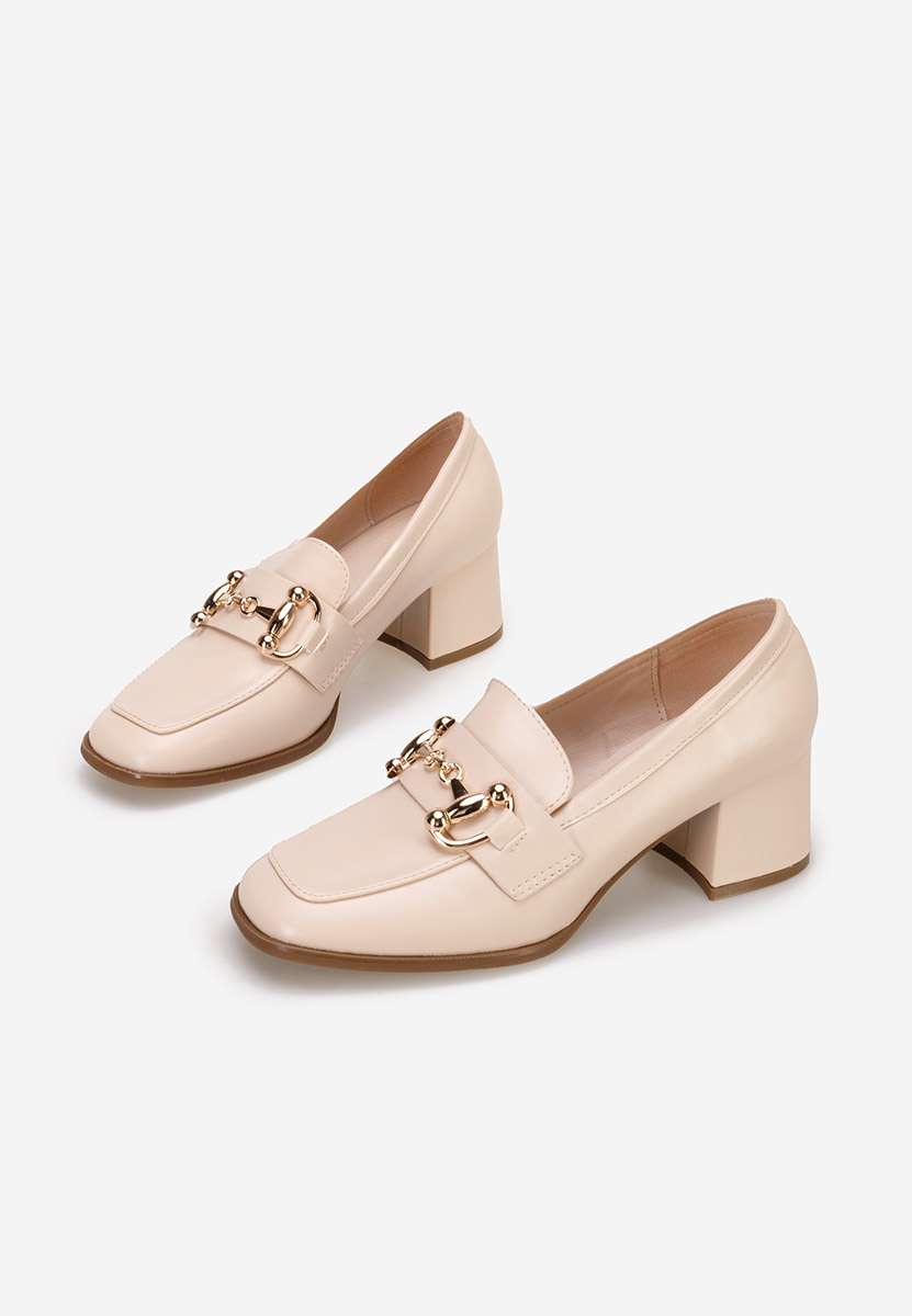 Дамски мокасини на ток Ixea бежов Zapatos