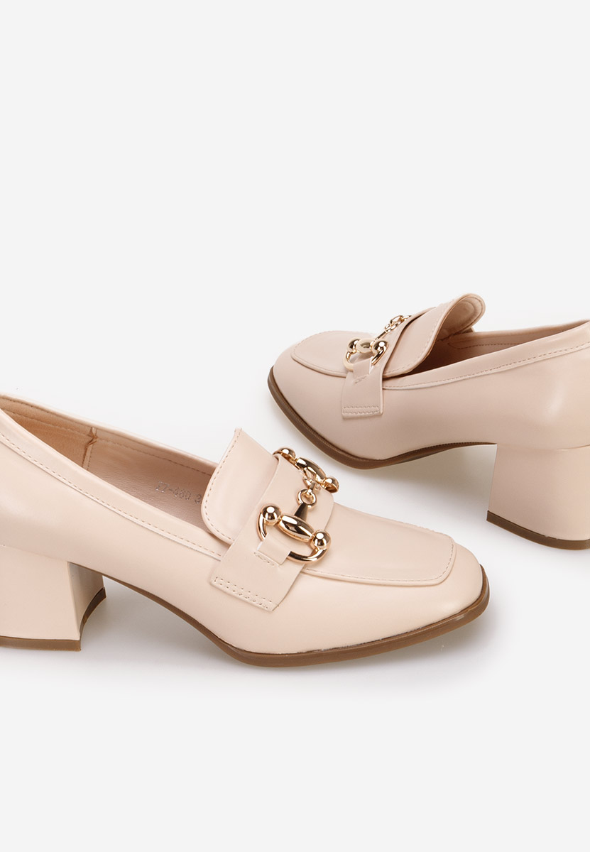 Дамски мокасини на ток Ixea бежов Zapatos