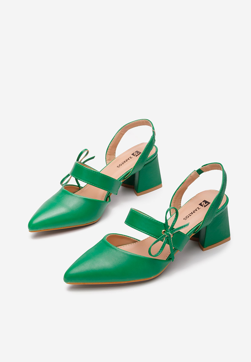Обувки на ток Tanada зелен