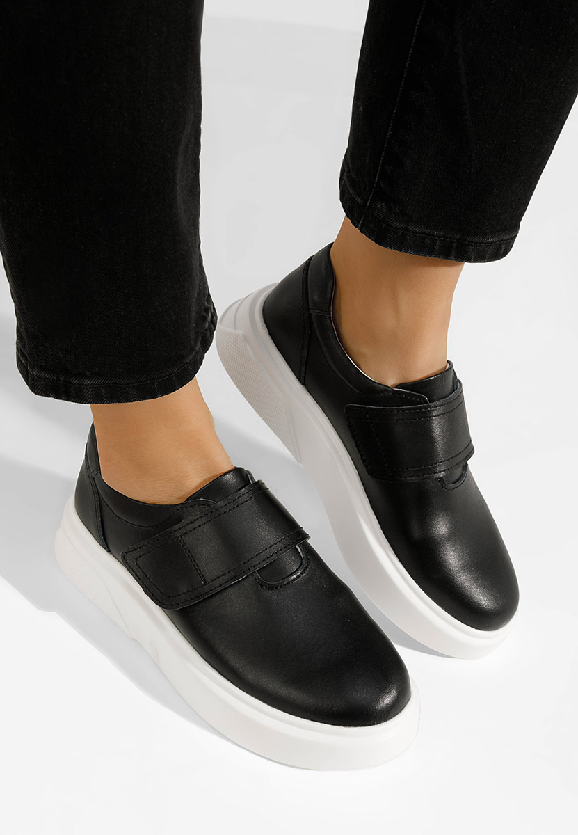 Ежедневни обувки естествена кожа Kally черни
