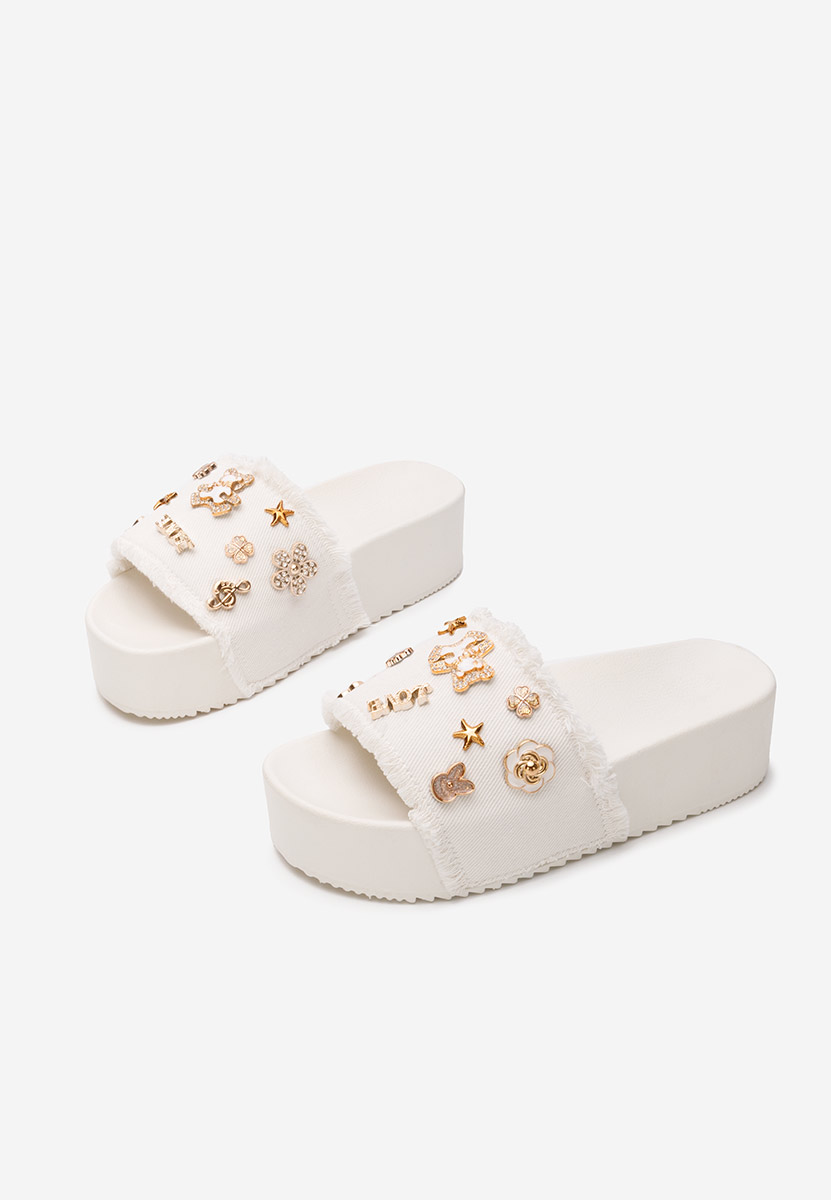 дамски чехли на платформа Raffaella бели