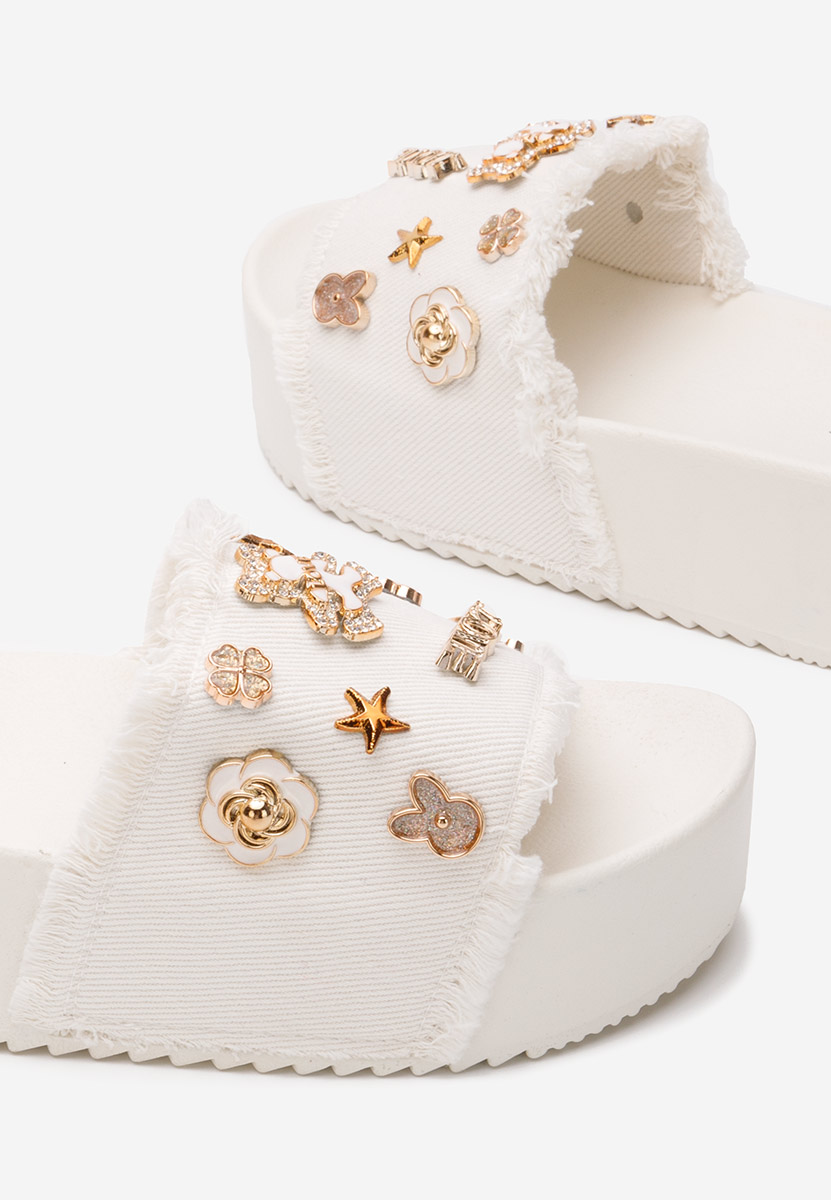 дамски чехли на платформа Raffaella бели