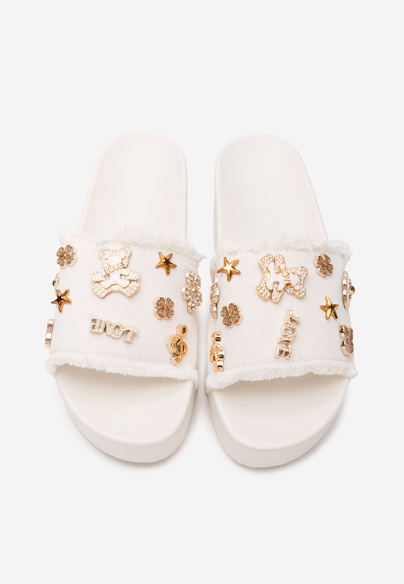 дамски чехли на платформа Raffaella бели