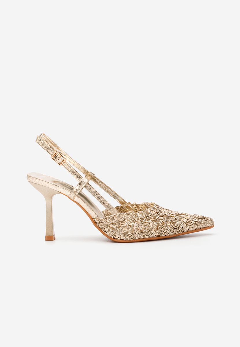 Обувки на ток slingback Azzie златен