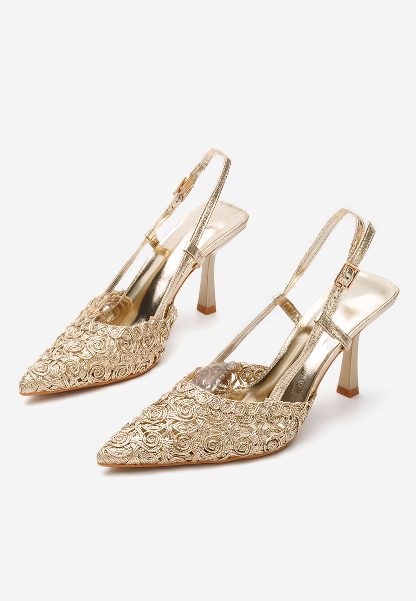 Обувки на ток slingback Azzie златен