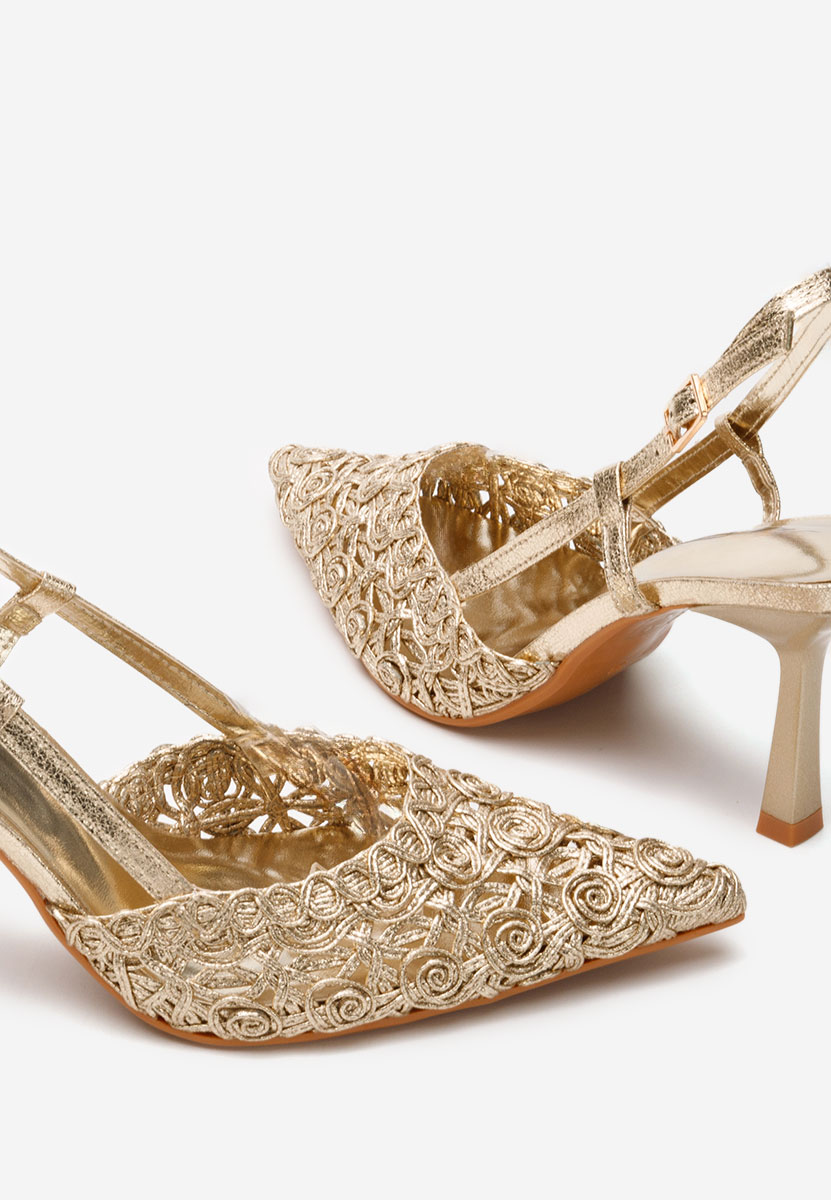 Обувки на ток slingback Azzie златен