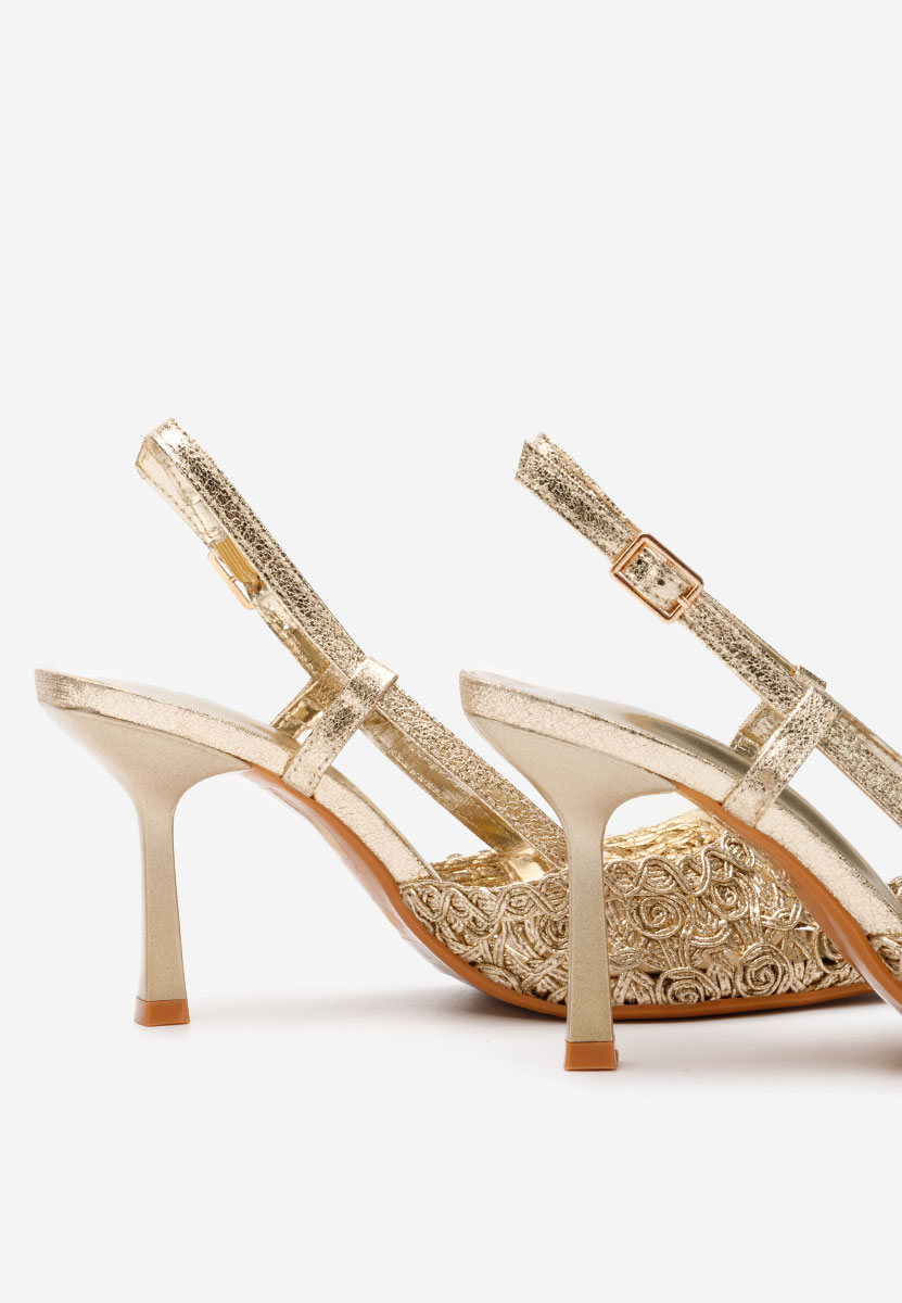 Обувки на ток slingback Azzie златен