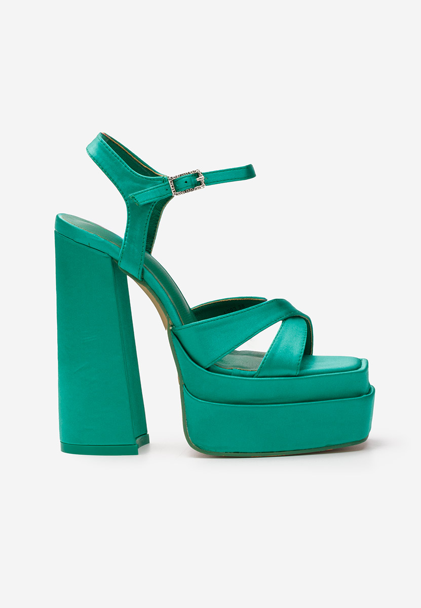 Cандали на висок ток Riesta зелен