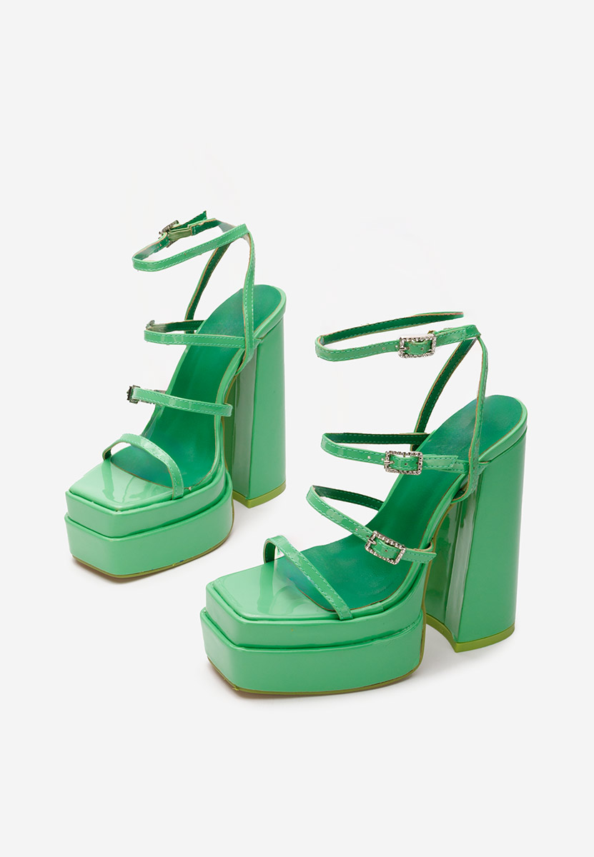 Сандали на ток Dira зелен