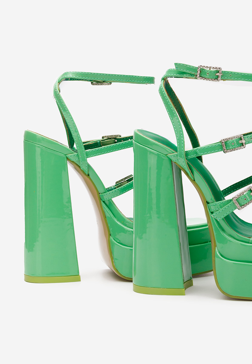 Сандали на ток Dira зелен