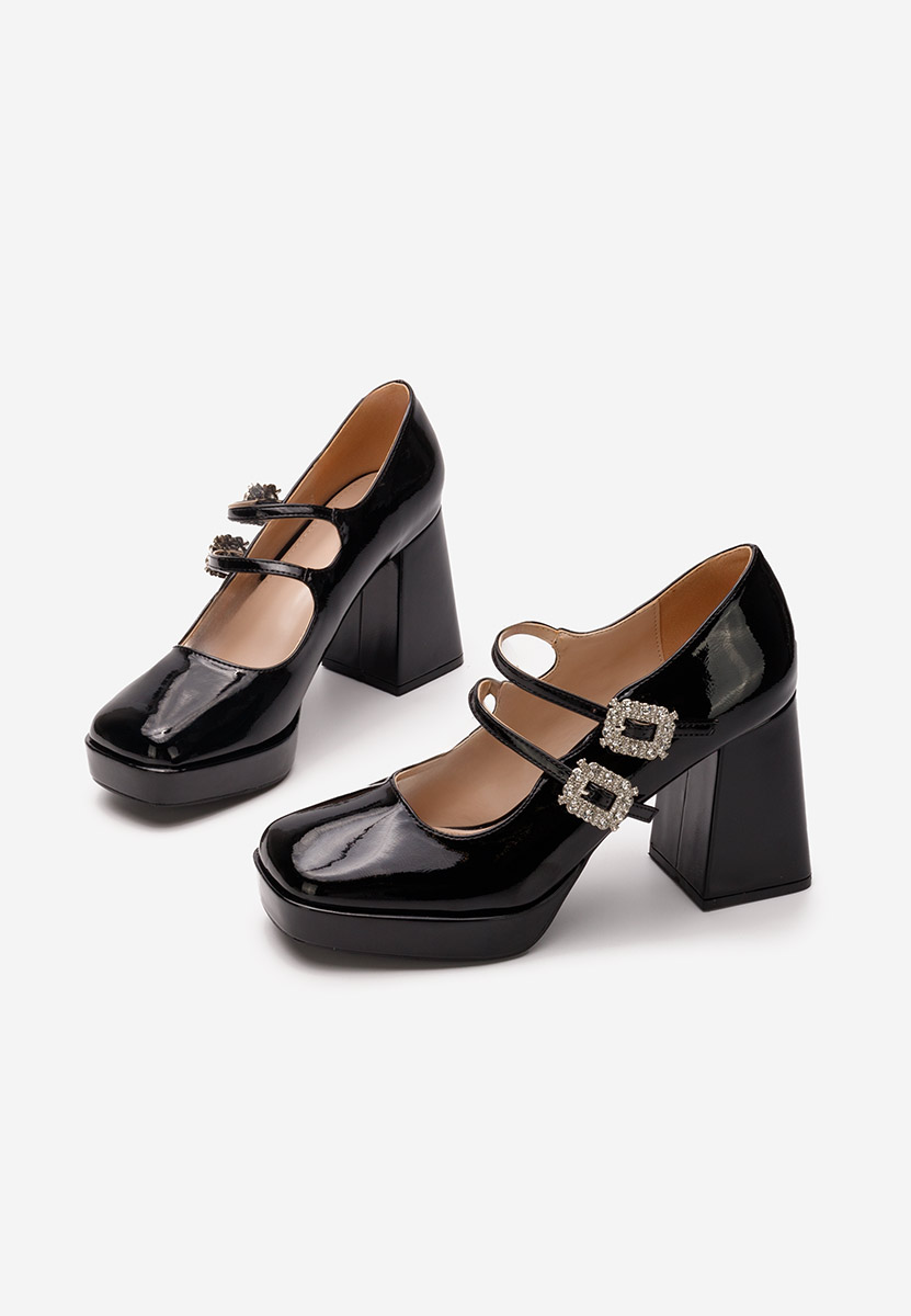 Oбувки с дебел ток Elany черни