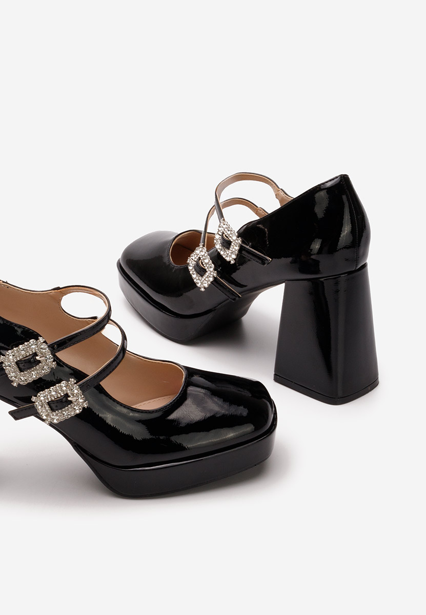 Oбувки с дебел ток Elany черни