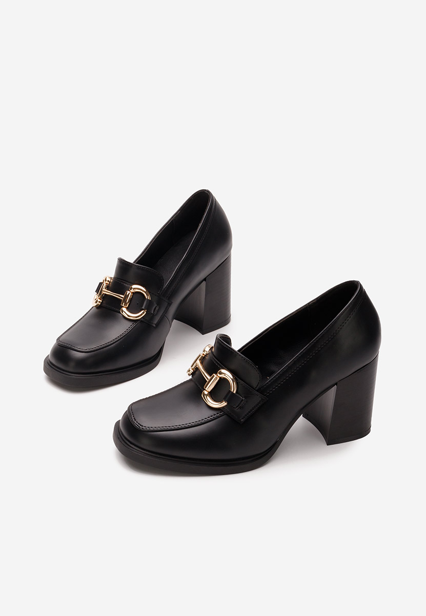 Дамски мокасини на ток Kyrenia черни