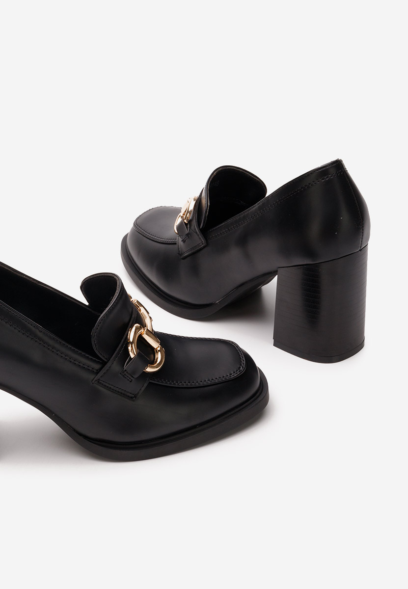 Дамски мокасини на ток Kyrenia черни