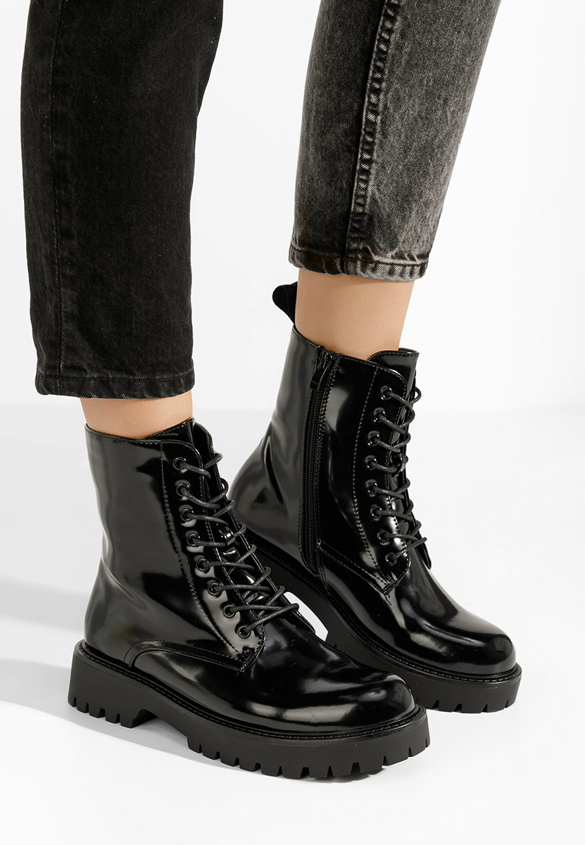 Дамски Боти с връзки Sarissa черни