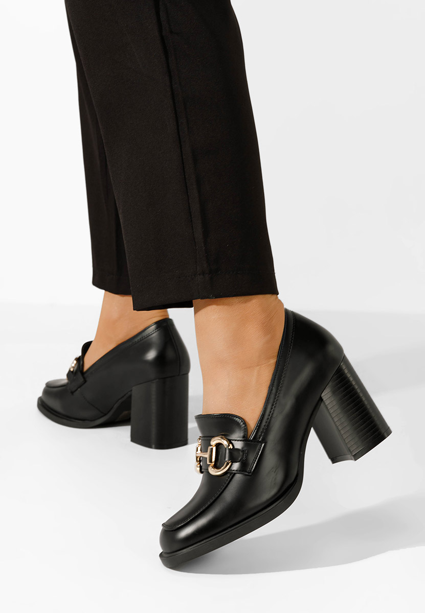 Дамски мокасини на ток Kyrenia черни