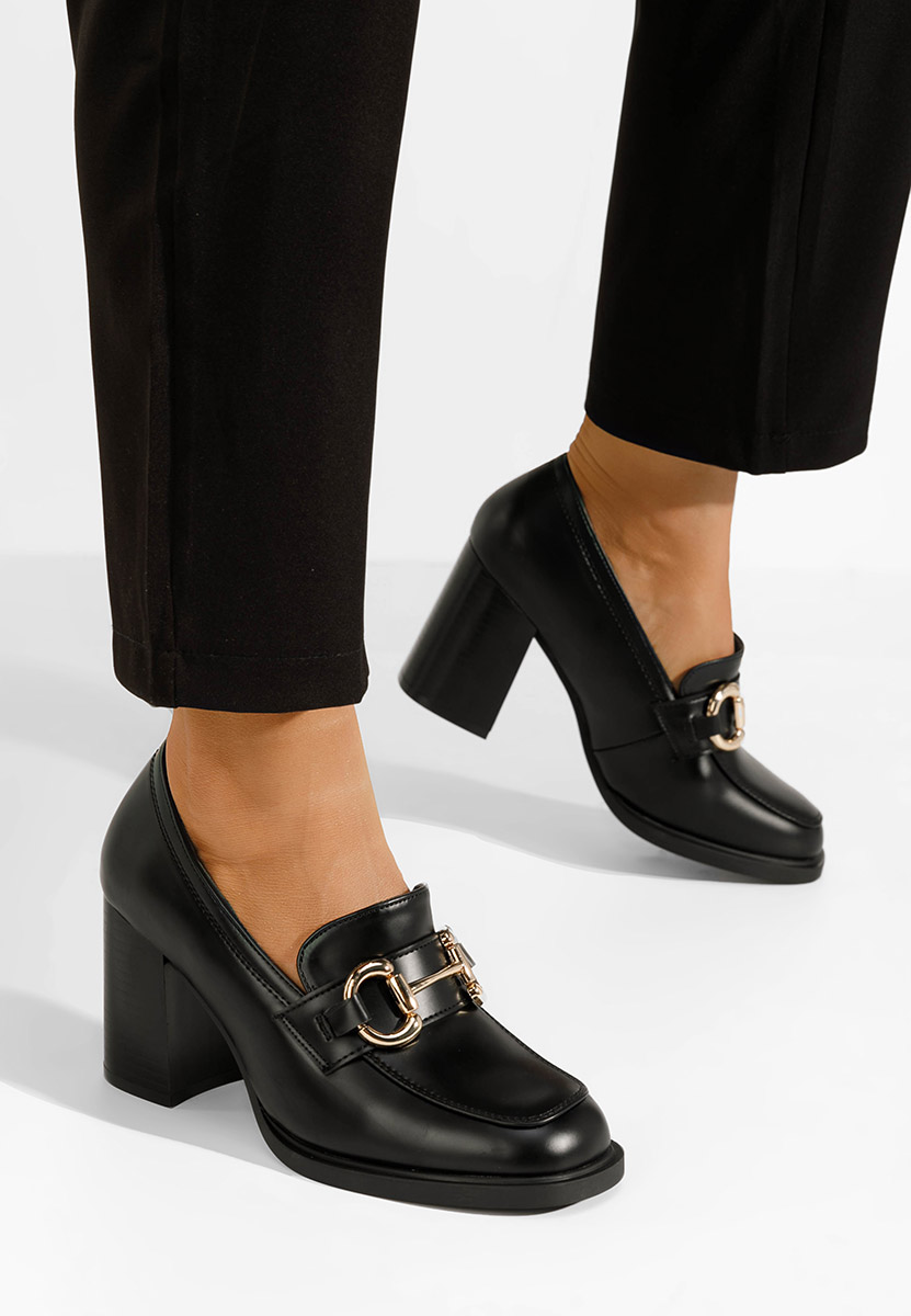 Дамски мокасини на ток Kyrenia черни