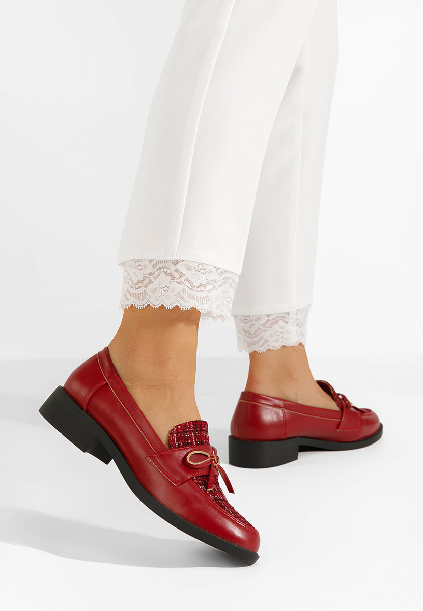 Дамски мокасини Aliera Винено червено