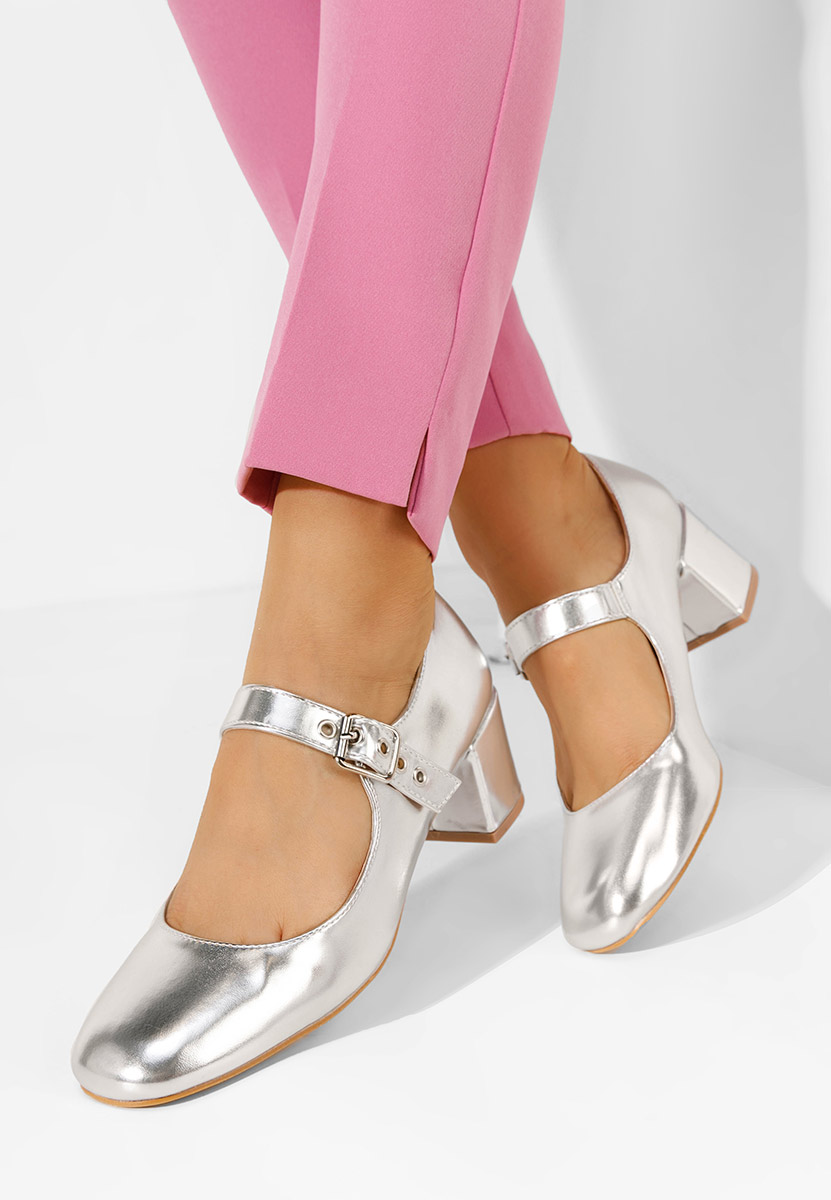 Oбувки с дебел ток Milady сив