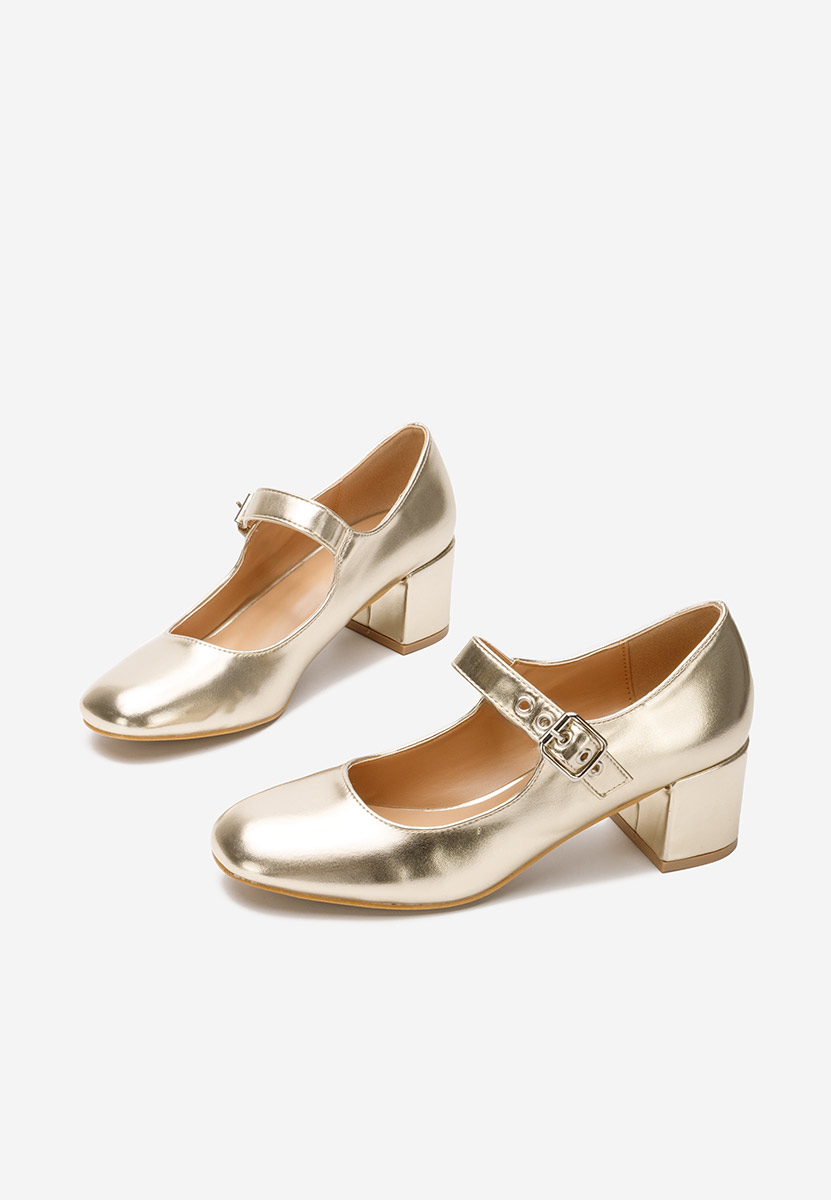 Oбувки с дебел ток Milady златен